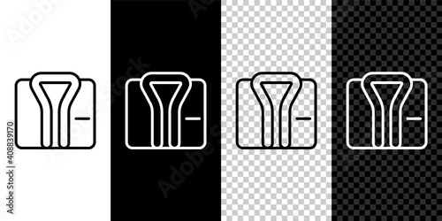 Set line Bathrobe icon isolated on black and white,transparent background. Vector.