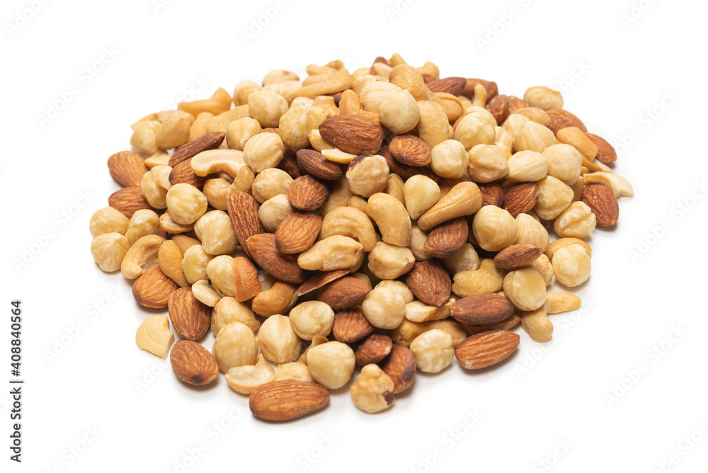 Mix of nuts isolated on white background. Top view. Mix of nuts isolated on white background. Top view.