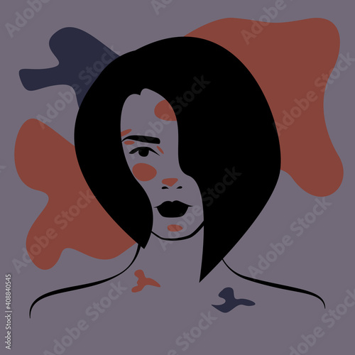 Portrait of a woman in an abstract style. Vector illustration.