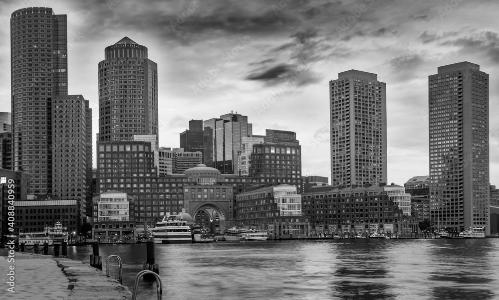 Boston skyline Monochrome