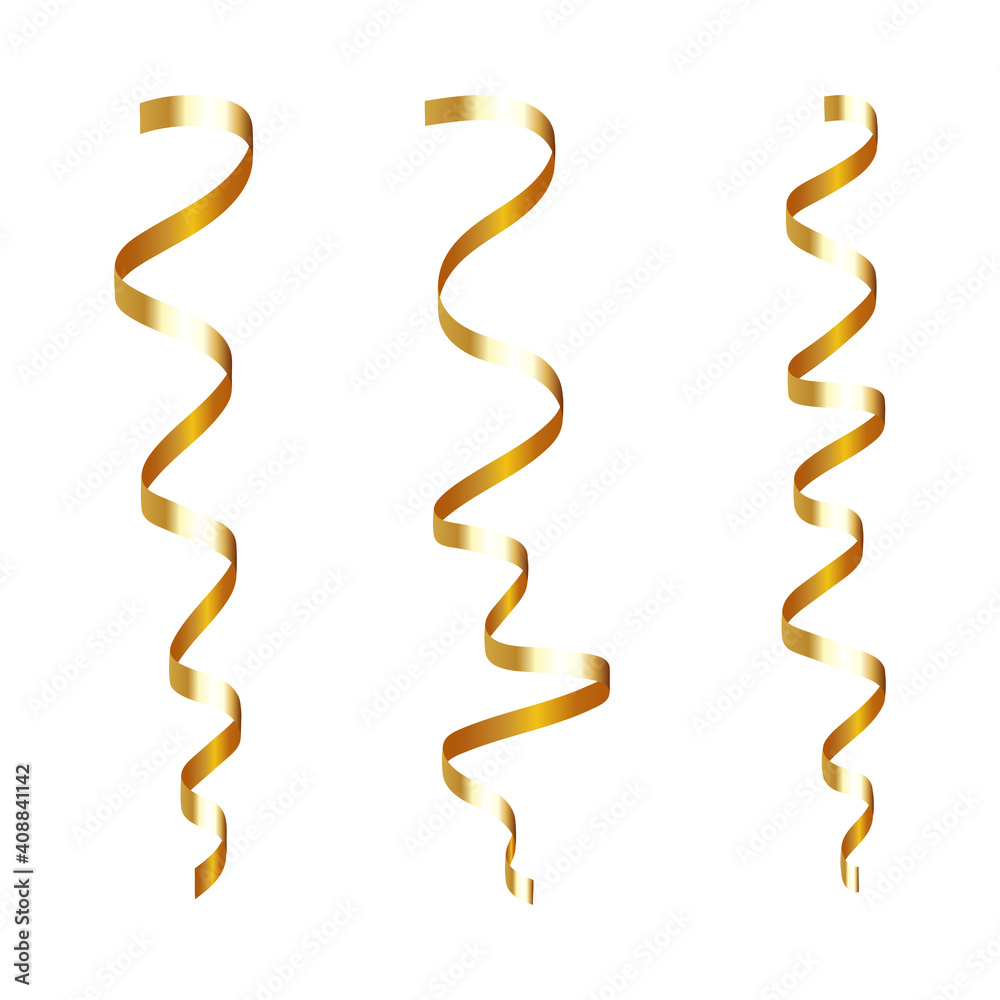 Gold shiny serpentine isolated on a white background, vector illustration. Gold shiny serpentine isolated on a white background, vector illustration.