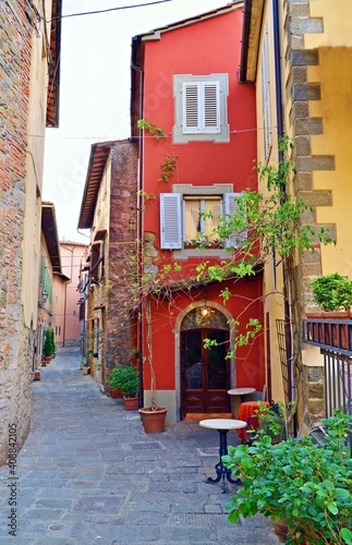 alley in the Tuscan village of Montecatini Alto in the province of Pistoia, Italy photo