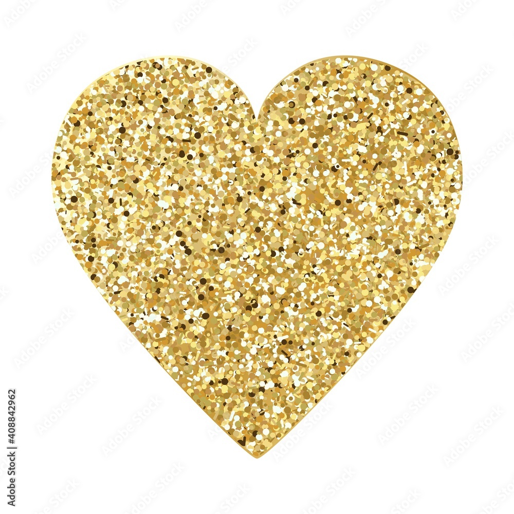 Happy Valentine's Day. Big gold glitter heart. Happy Valentine's Day. Big gold glitter heart.