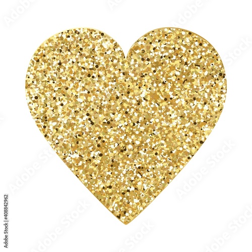 Happy Valentine's Day. Big gold glitter heart.