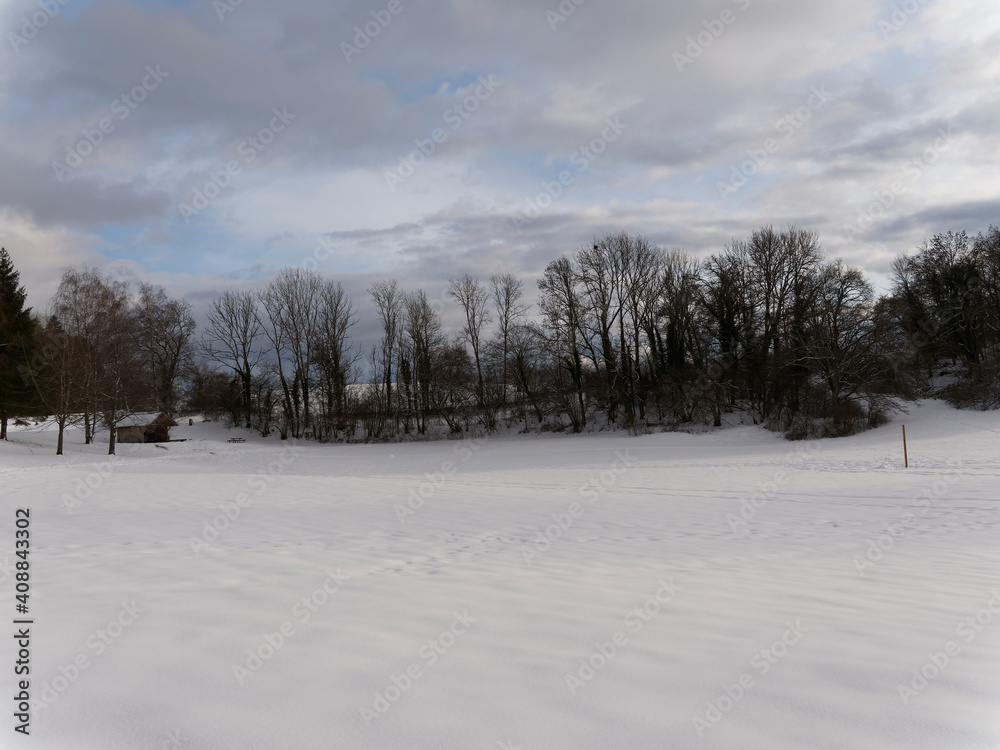 Eichener See im Winter bei Eichen im baden-württembergischen Landkreis Lörrach Eichener See im Winter bei Eichen im baden-württembergischen Landkreis Lörrach