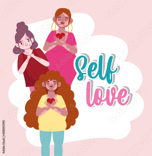 young women with vitiligo cartoon character self love