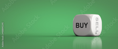 Dice. Buy or Sell. Investment topics. Copy space.