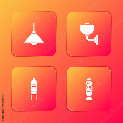 Set Lamp hanging  Wall lamp or sconce  Light emitting diode and Floor icon. Vector.