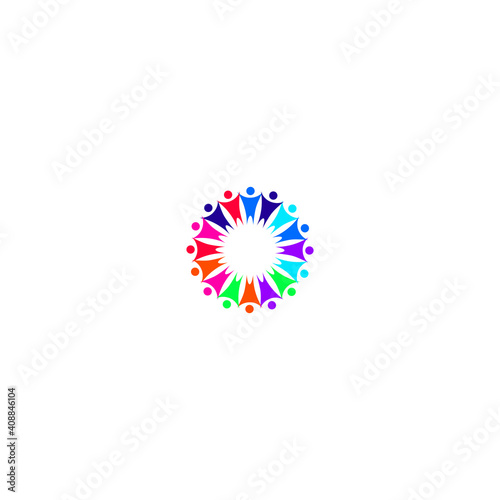 Colorful people power sign, symbol, art, logo, clipart, vector illustration on white