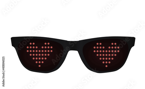 Black glasses with led light heart icon. vector