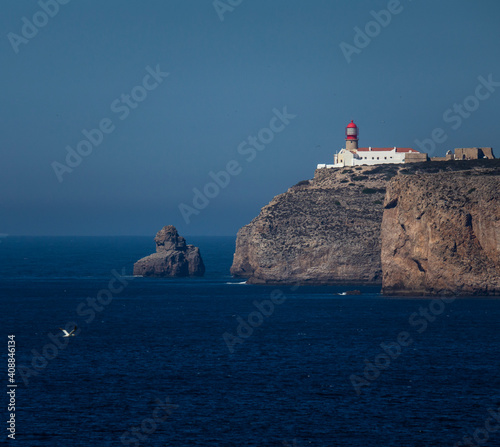 Saint Vincent Cape Lighthouse in Sagres, Algarve, Portugal.