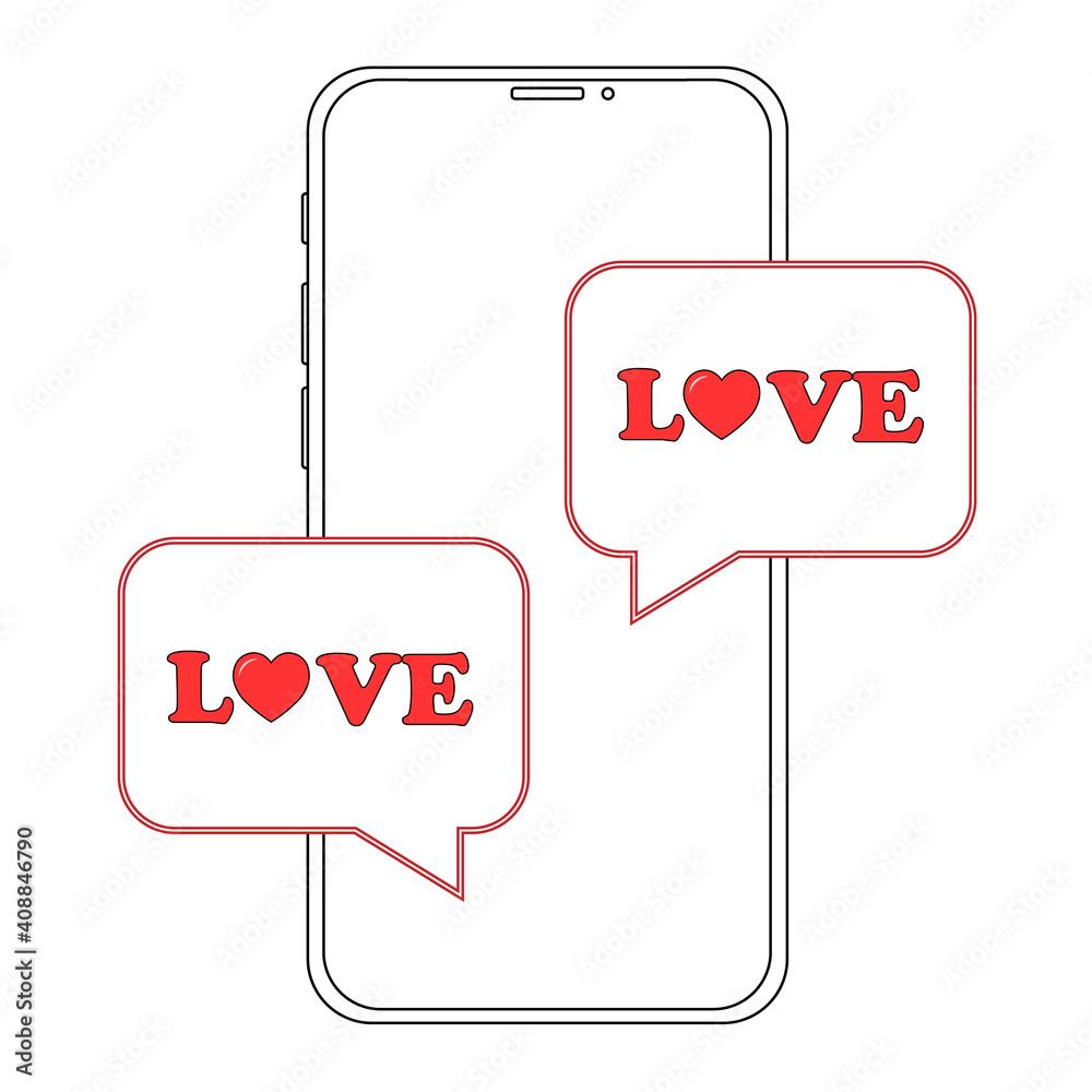 Simple illustration of phone with heart icon for St. Valentines Day Simple illustration of phone with heart icon for St. Valentines Day