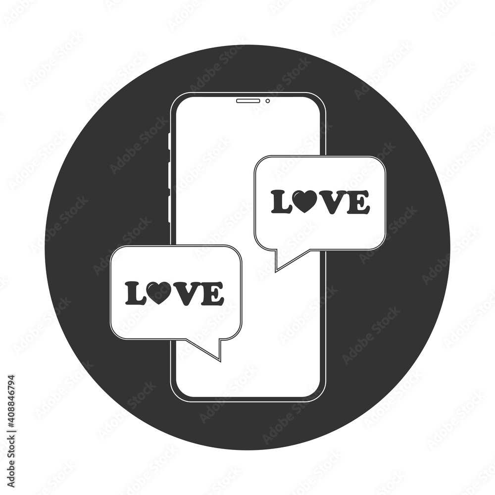 Simple illustration of phone with heart icon for St. Valentines Day Simple illustration of phone with heart icon for St. Valentines Day