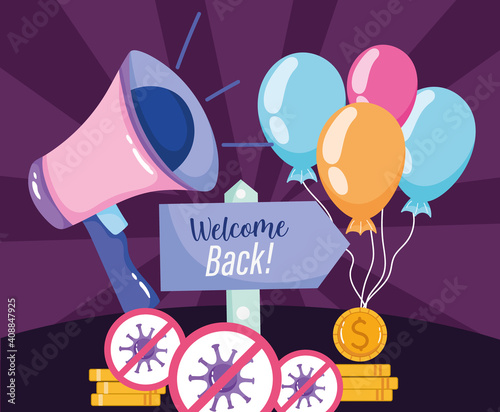 Reopening welcome back megaphone announce celebration