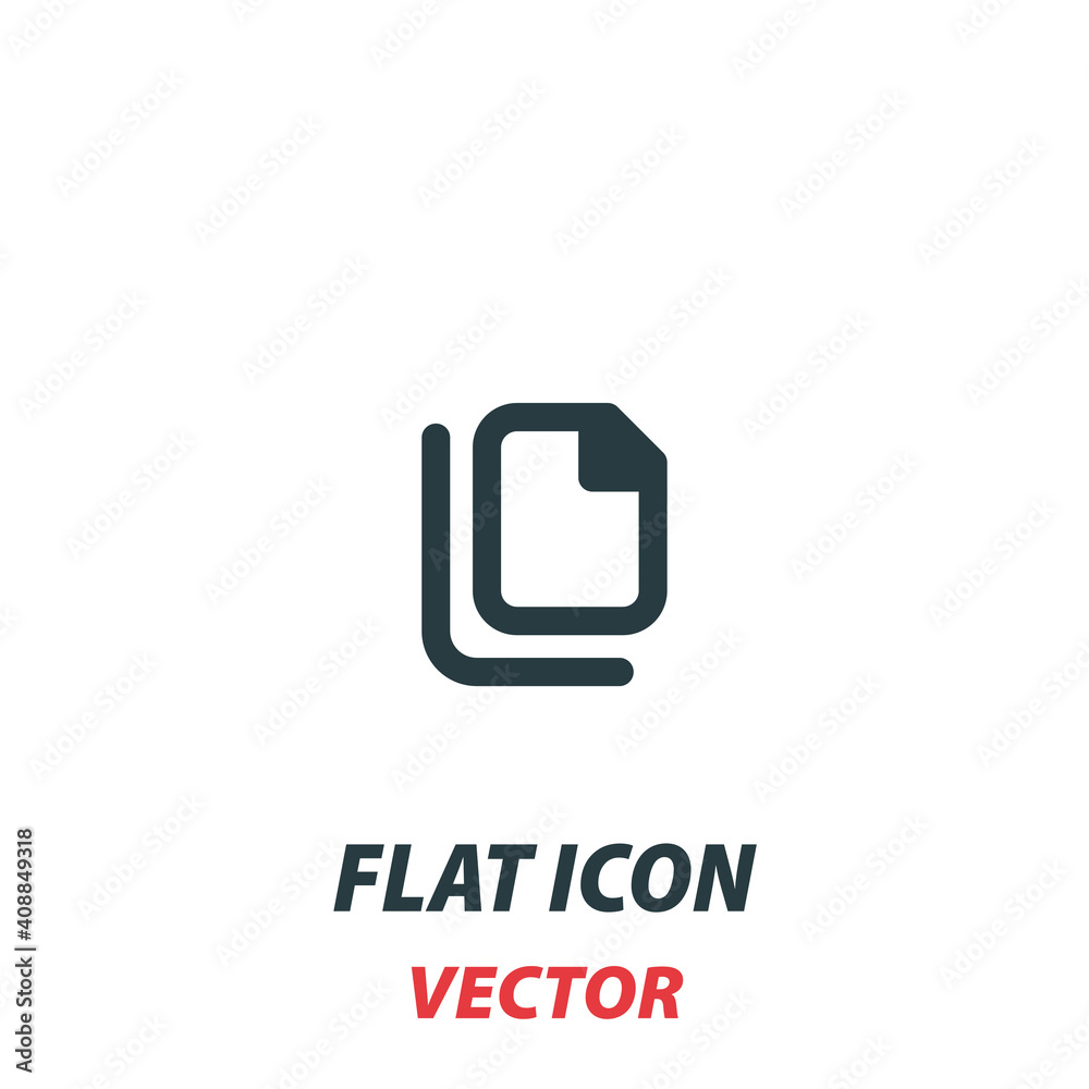 Document copy icon in a flat style. Vector illustration pictogram on white background. Isolated symbol suitable for mobile concept, web apps, infographics, interface and apps design Document copy icon in a flat style. Vector illustration pictogram on white background. Isolated symbol suitable for mobile concept, web apps, infographics, interface and apps design
