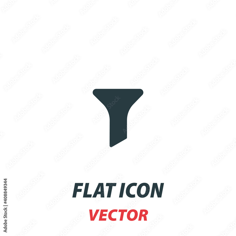 Funnel icon in a flat style. Vector illustration pictogram on white background. Isolated symbol suitable for mobile concept, web apps, infographics, interface and apps design