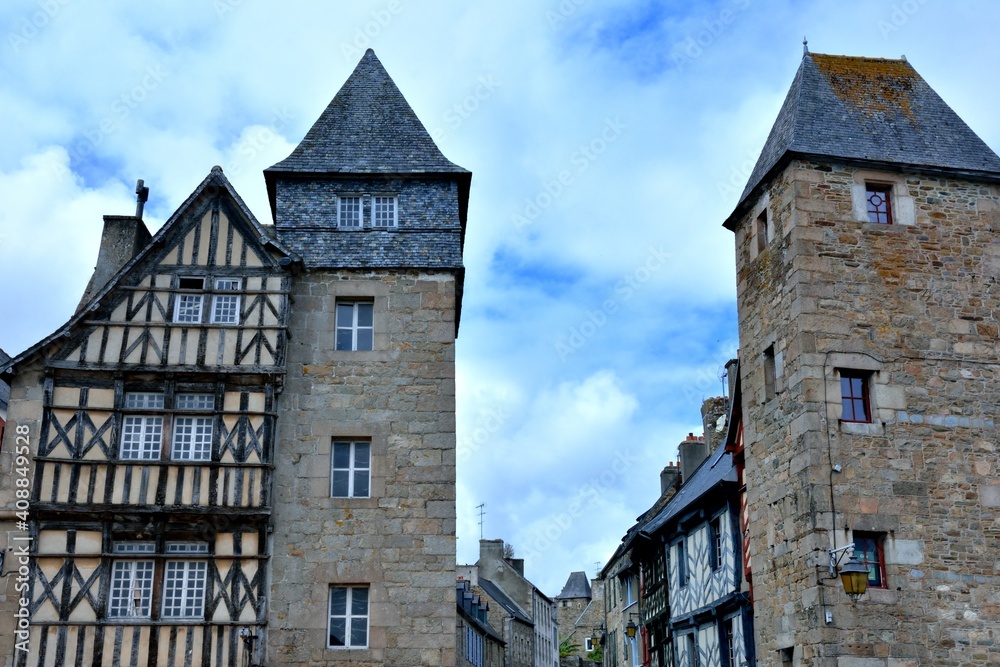 Architecture in the Treguier street . Brittany France