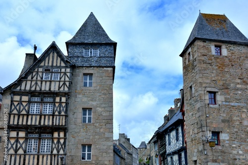 Architecture in the Treguier street . Brittany France