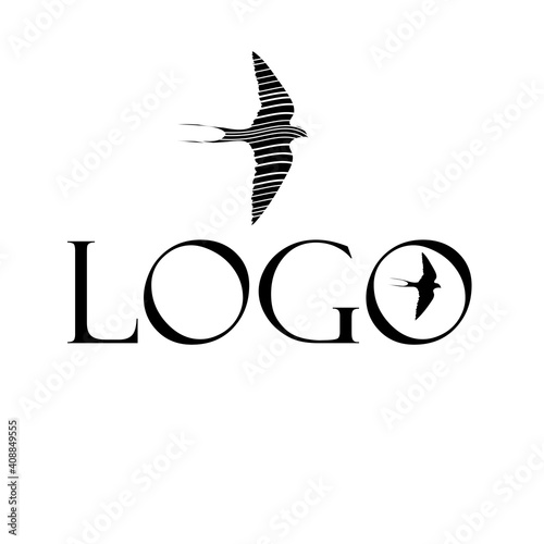 Vector swallow icon and lettering logo