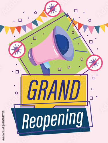 Grand Reopening megaphone marketing announce celebration