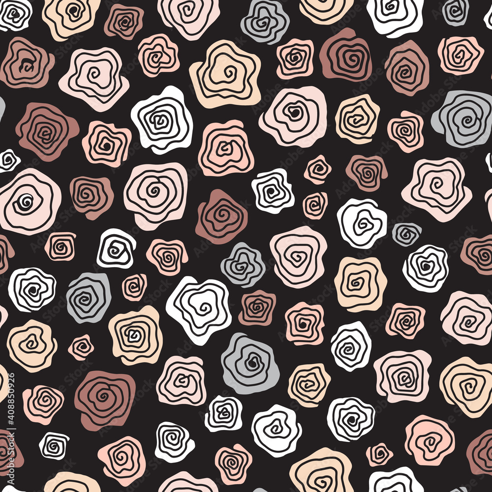 Linen hand drawn rose seamless vector pattern on dark background. Stock vector illustration Linen hand drawn rose seamless vector pattern on dark background. Stock vector illustration