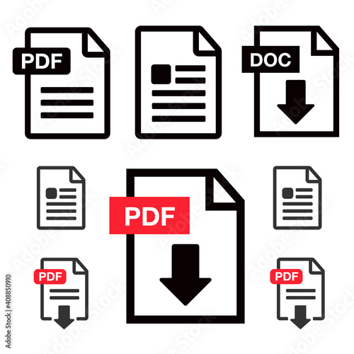 PDF Icon paper file. File Icons. Document icon set