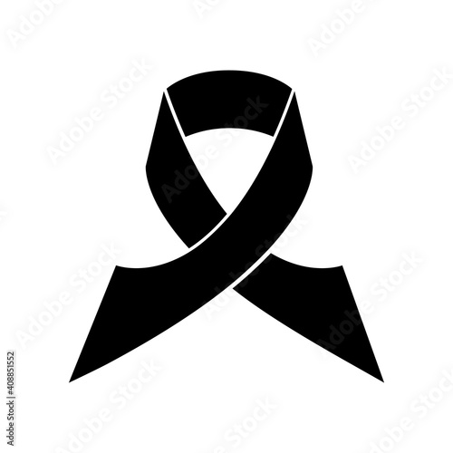 Mourning and melanoma support symbol. Black ribbon. Vector illustration