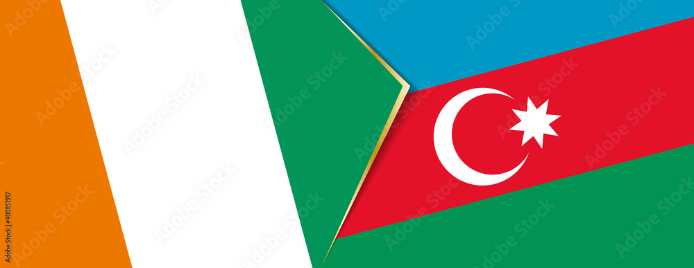 Ivory Coast and Azerbaijan flags, two vector flags. Ivory Coast and Azerbaijan flags, two vector flags.