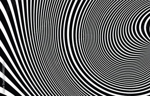 Wave design black and white. Digital image with a psychedelic stripes. Argent base for website, print, basis for banners, wallpapers, business cards, brochure, banner. Line art optical 