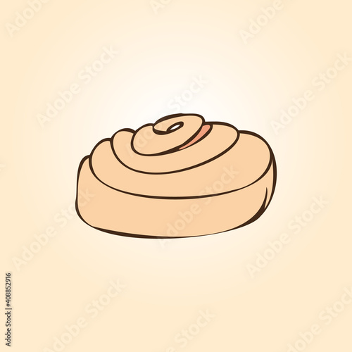 Cinnamon roll bun. Sweet Pastry and Flour Products.