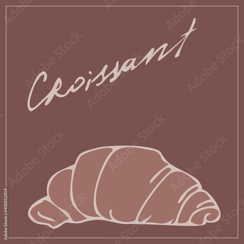 Sweet pastries Croissant for morning breakfast. Vector illustration hand drawn in line style.