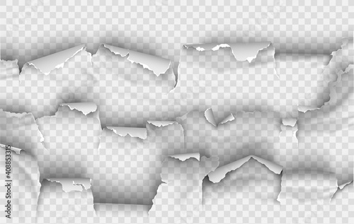 ragged Hole torn in ripped paper on transparent background