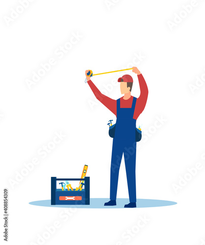 Vector of a handyman taking measurements