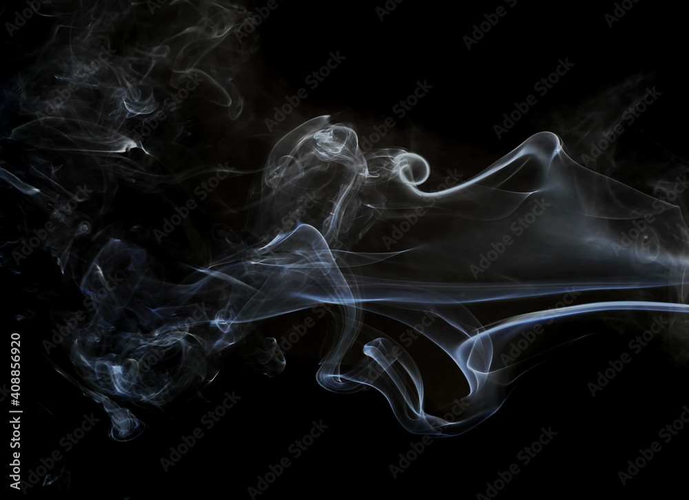 Blue smoke isolated on black background and texture Blue smoke isolated on black background and texture