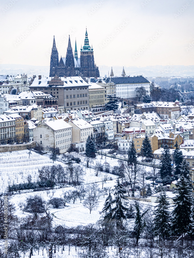 Fototapeta premium Snowy day in Prague