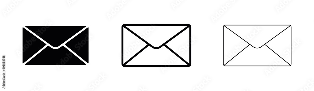 Closed mail symbol of different thickness. Envelope sign. Vector drawing. Email symbol. Letter icon. Email notification. Contact Form. Voting sign. Election sign. Modern line art design. Closed mail symbol of different thickness. Envelope sign. Vector drawing. Email symbol. Letter icon. Email notification. Contact Form. Voting sign. Election sign. Modern line art design.