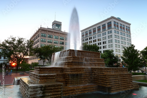fountain in the center of the city