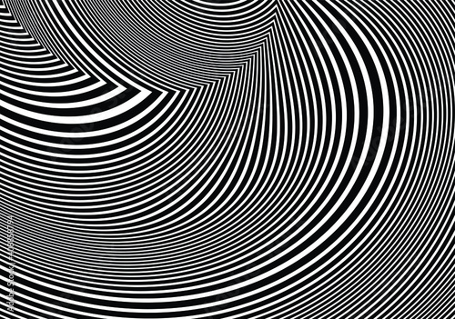 Wave design black and white. Digital image with a psychedelic stripes. Argent base for website, print, basis for banners, wallpapers, business cards, brochure, banner. Line art optical 