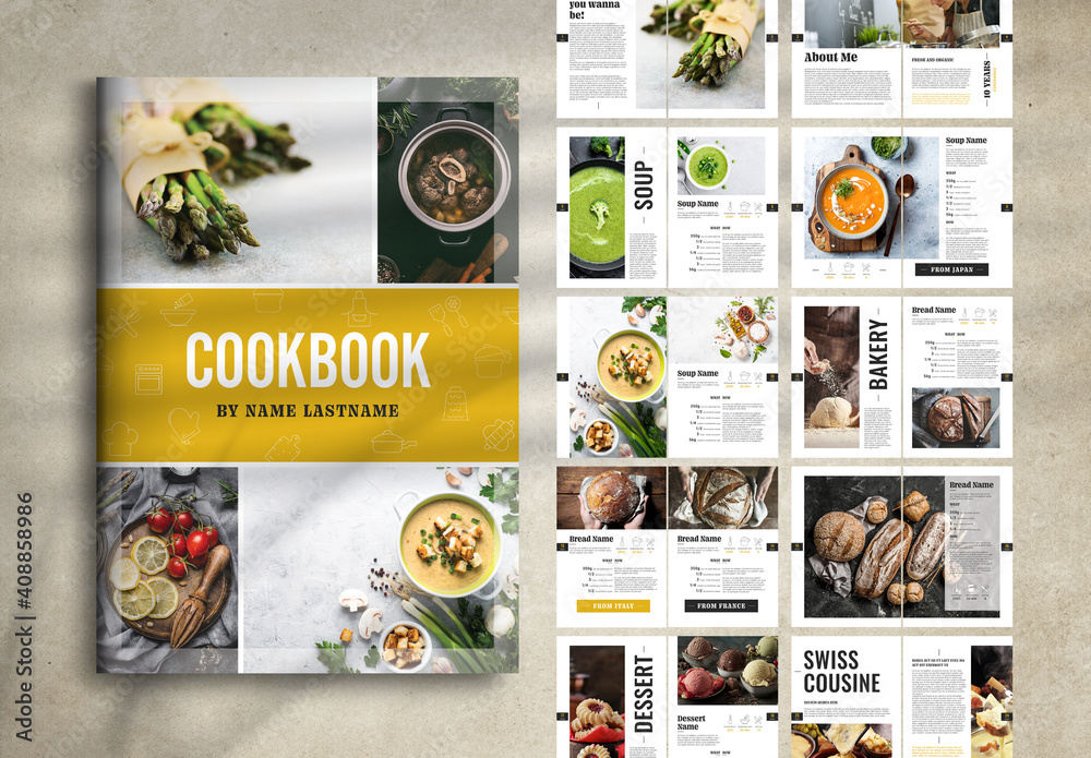 Cookbook Layout Stock Template | Adobe Stock