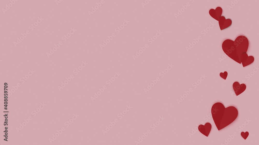 Hearts on pink background flat Hearts on pink background flat