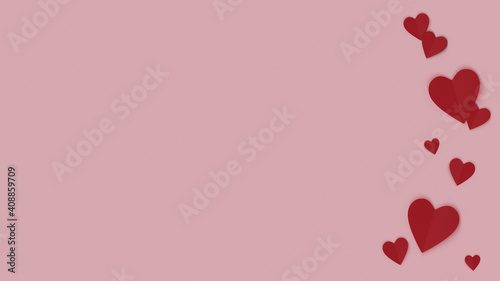 Hearts on pink background flat