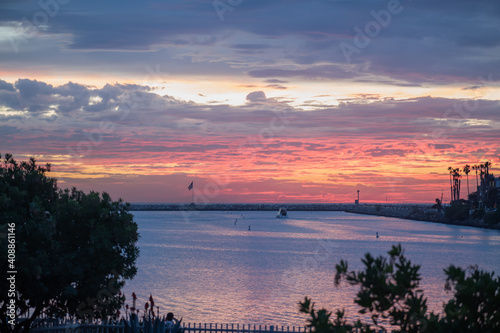 Winter sunset in Marina del Rey, CA with bright colors