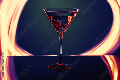 glass of champagne on dark background