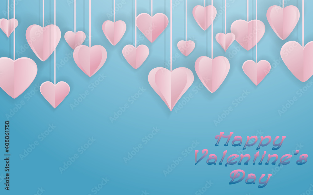 Festive pink and blue background for Valentine's Day.