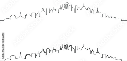 Australian city skyline in a single line. 