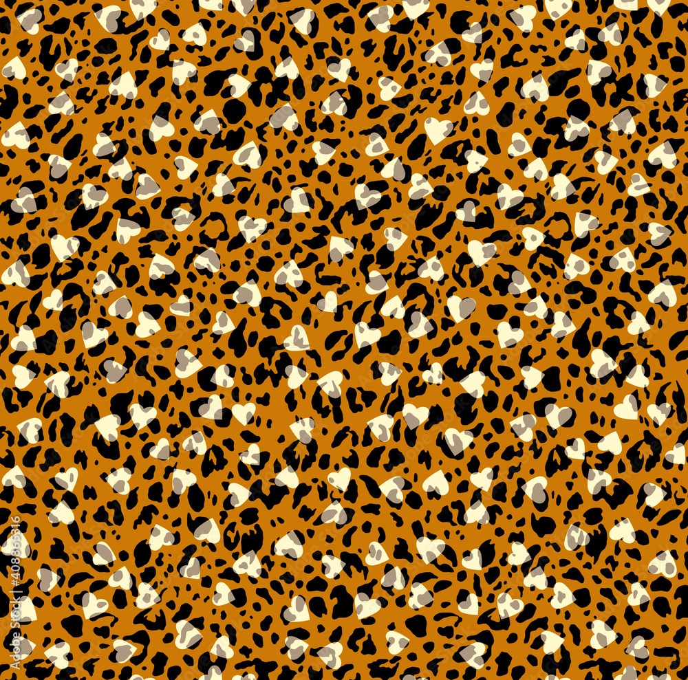 Seamless leopard heart pattern, animal print. Seamless leopard heart pattern, animal print.