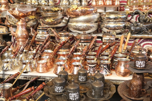Fototapeta Naklejka Na Ścianę i Meble -  Close  up, traditional coppers from Gaziantep  Turkey