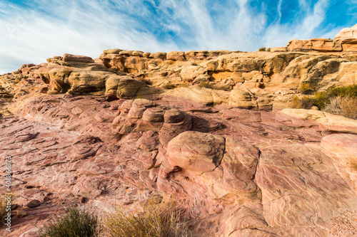 Pink and Lavender Pastel Striped Boulders In Kaolin Wash  Valley of Fire State Park  Nevada  USA