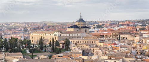 Panoramic View of Toledo City Rooftops, Sunny Day in Spain