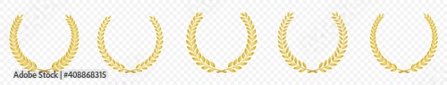 Set of Golden laurel or olive greek wreath vector illustration isolated on transparent background